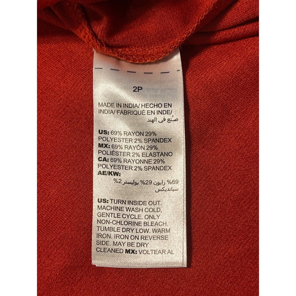Chico's 2P (LP/12) Embroidered Burnt Orange Boho 3/4 Sleeve Shirt Sequins *Read - Picture 11 of 12